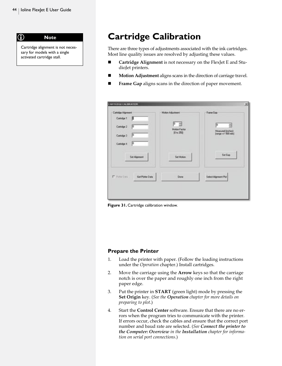 Cartridge calibration | HP StudioJet User Manual | Page 42 / 71