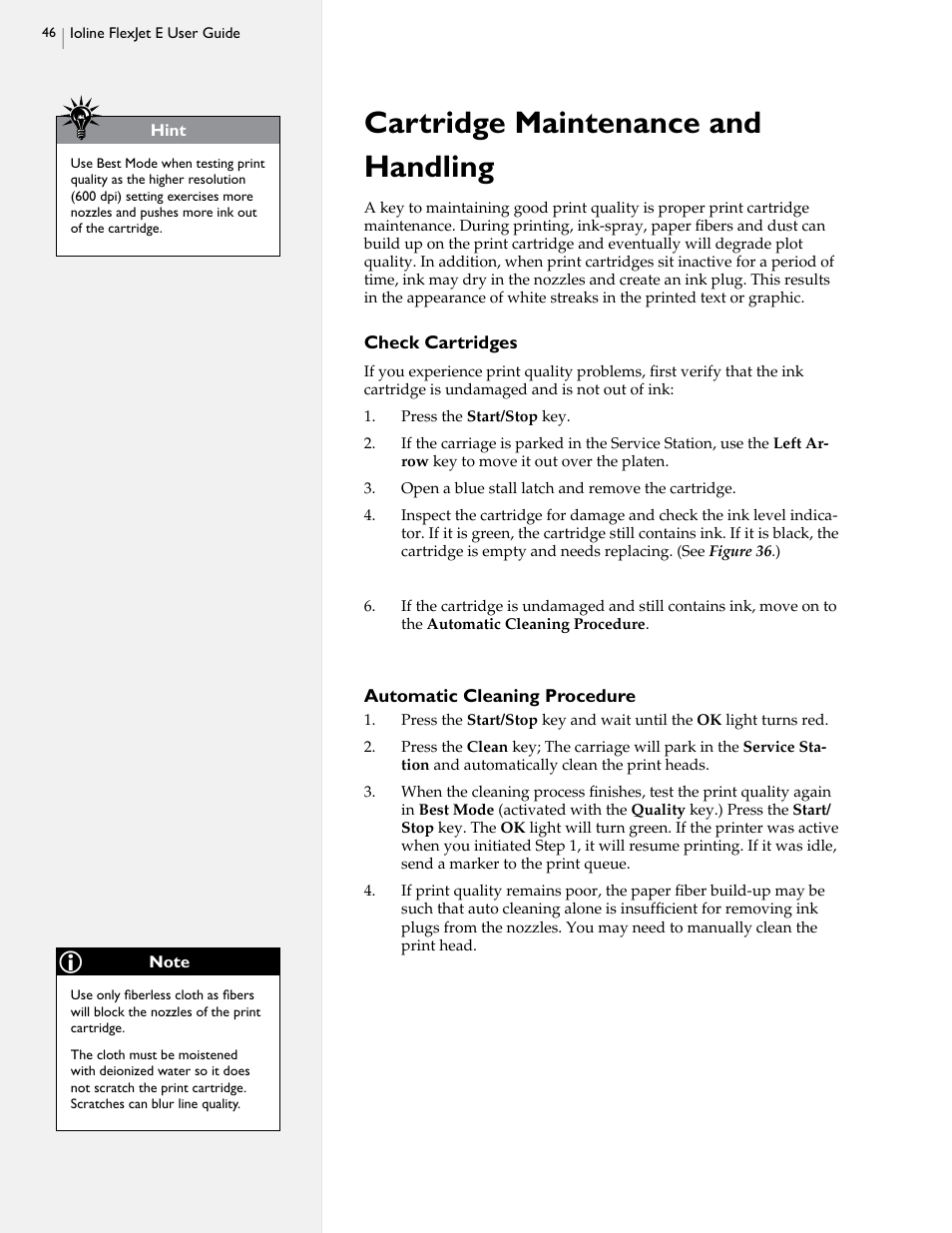 Cartridge maintenance and handling | HP StudioJet User Manual | Page 44 / 71