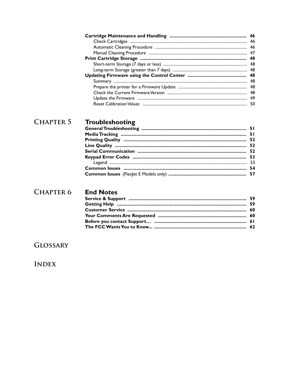 Chapter 5 troubleshooting, Glossary index | HP StudioJet User Manual | Page 6 / 71