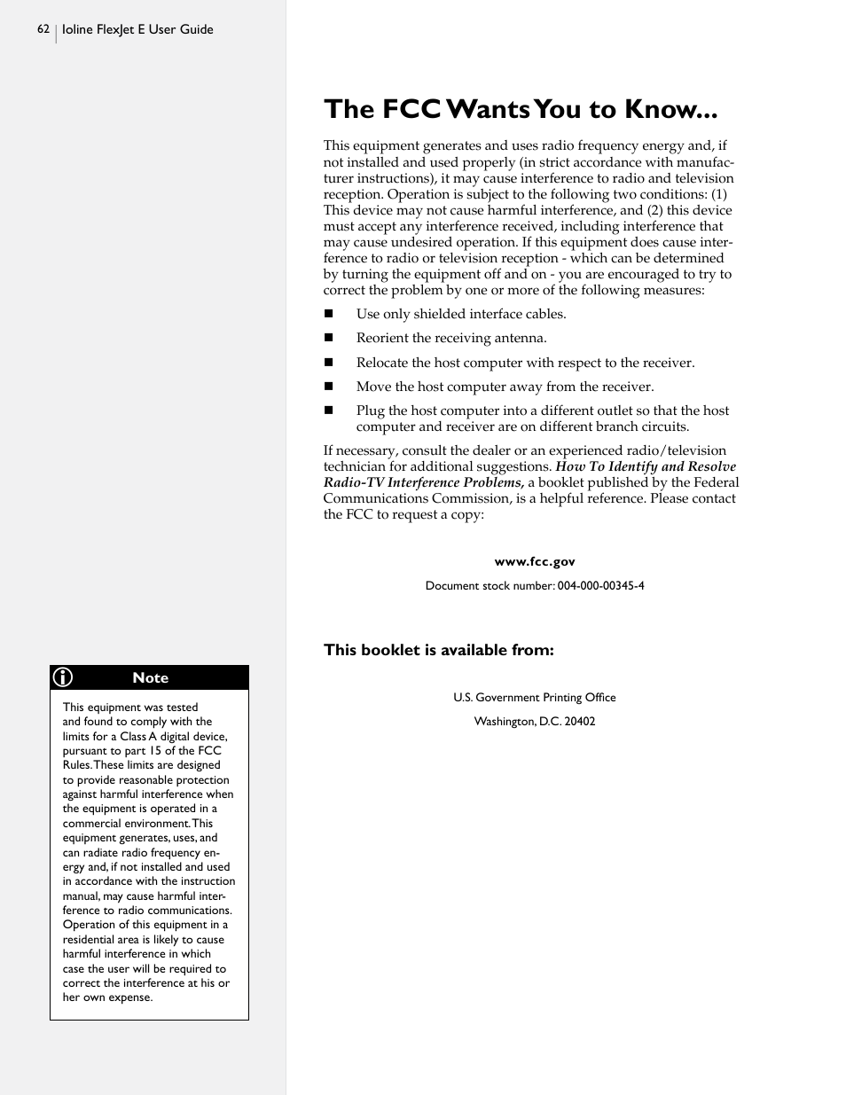 The fcc wants you to know | HP StudioJet User Manual | Page 60 / 71