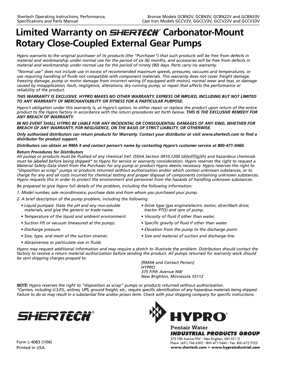 HP Shertech GCCV22V User Manual | Page 12 / 12