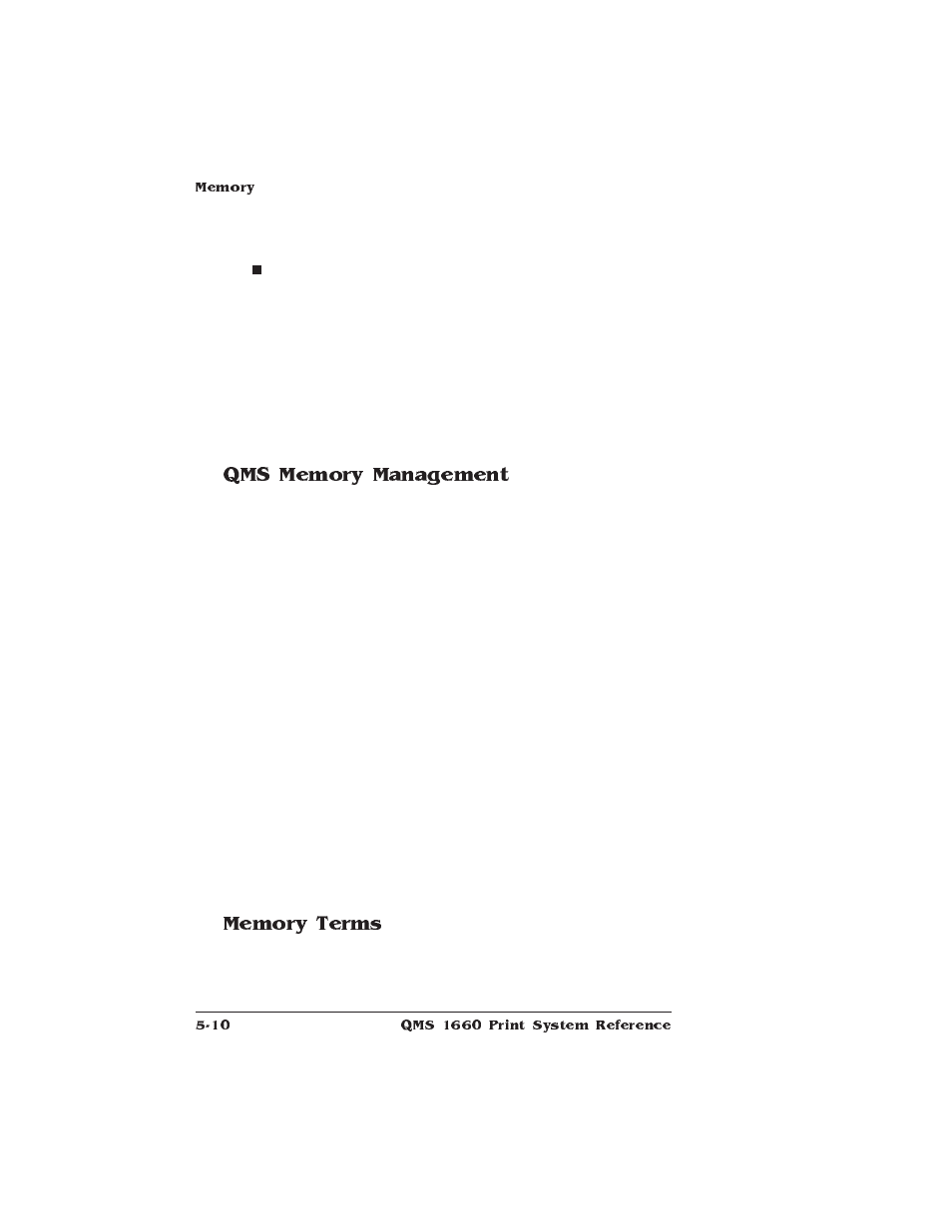 Qms memory management, Memory terms | HP QMS 1660 User Manual | Page 110 / 306