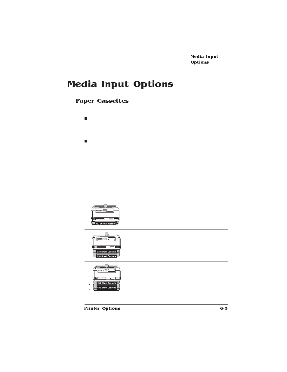 Media input options, Paper cassettes | HP QMS 1660 User Manual | Page 141 / 306