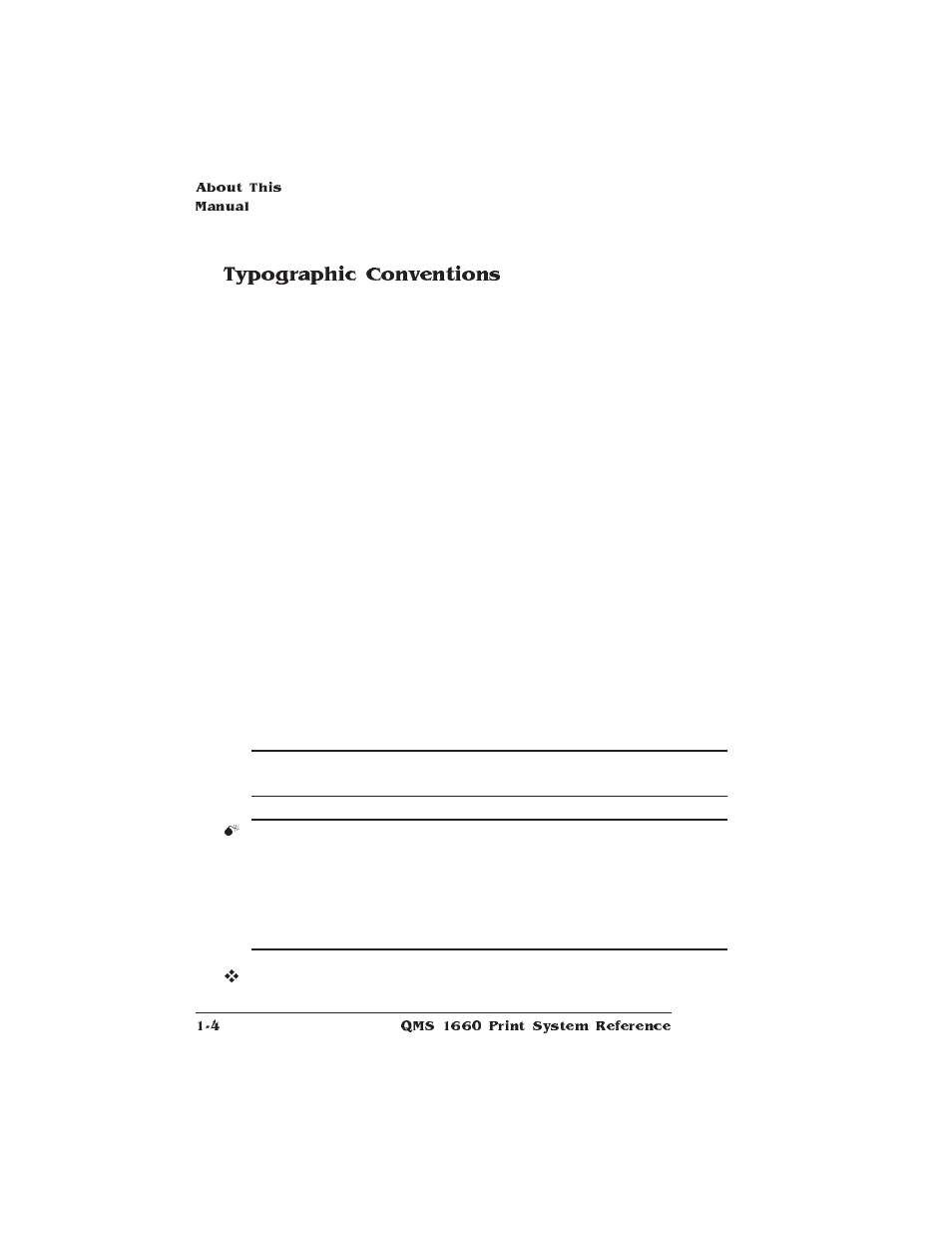 Typographic conventions | HP QMS 1660 User Manual | Page 16 / 306