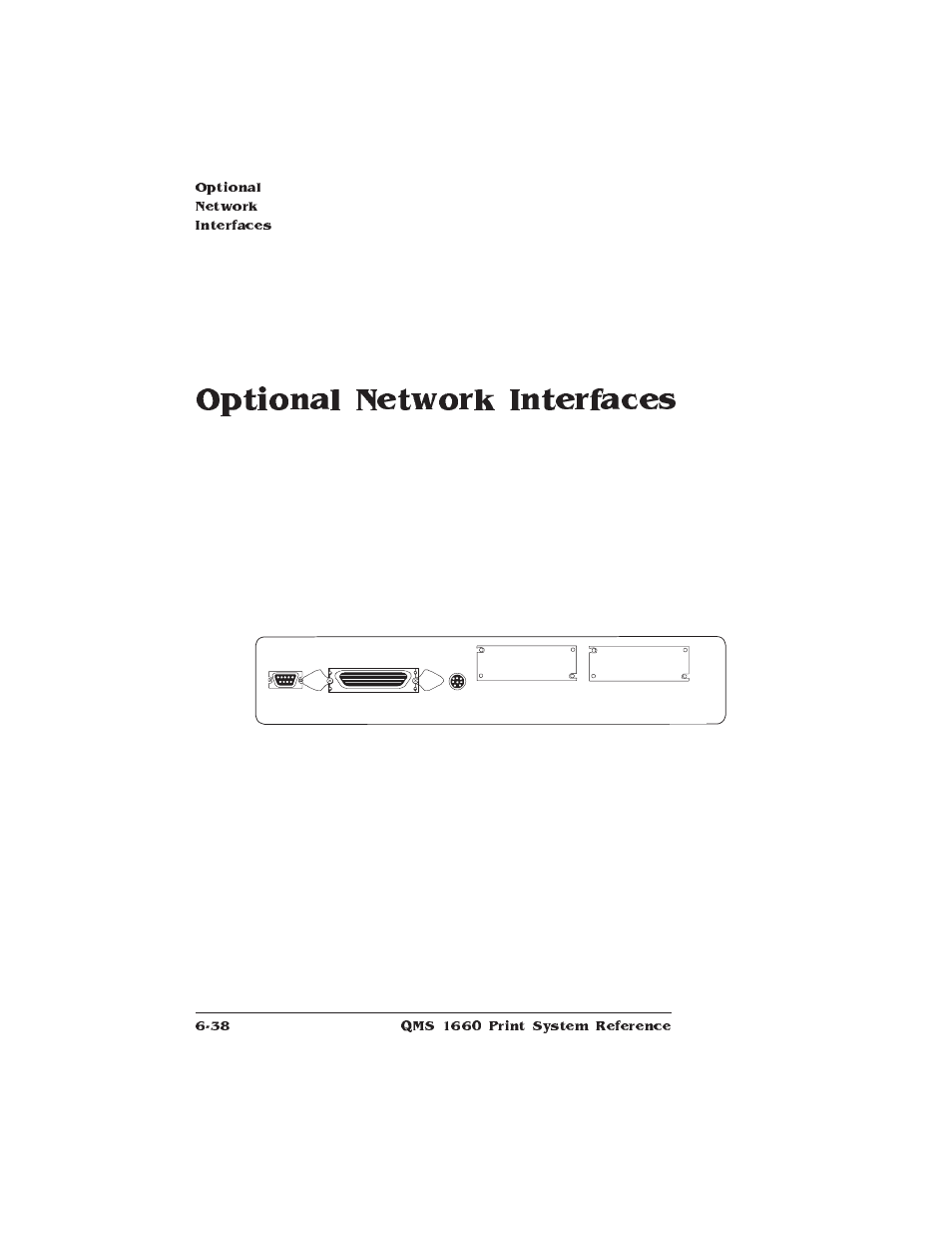 Optional network interfaces, Network interfaces | HP QMS 1660 User Manual | Page 176 / 306