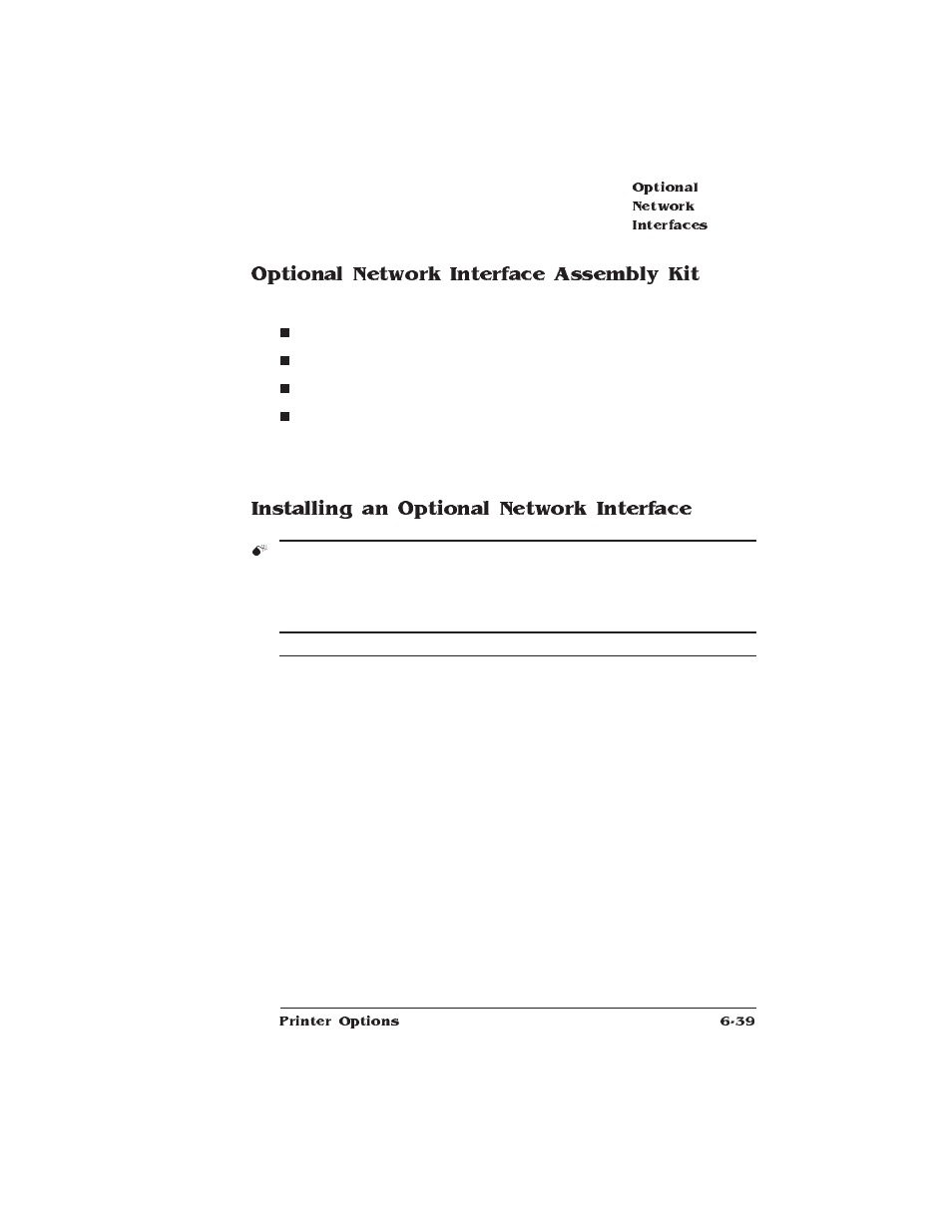 Optional network interface assembly kit, Installing an optional network interface | HP QMS 1660 User Manual | Page 177 / 306