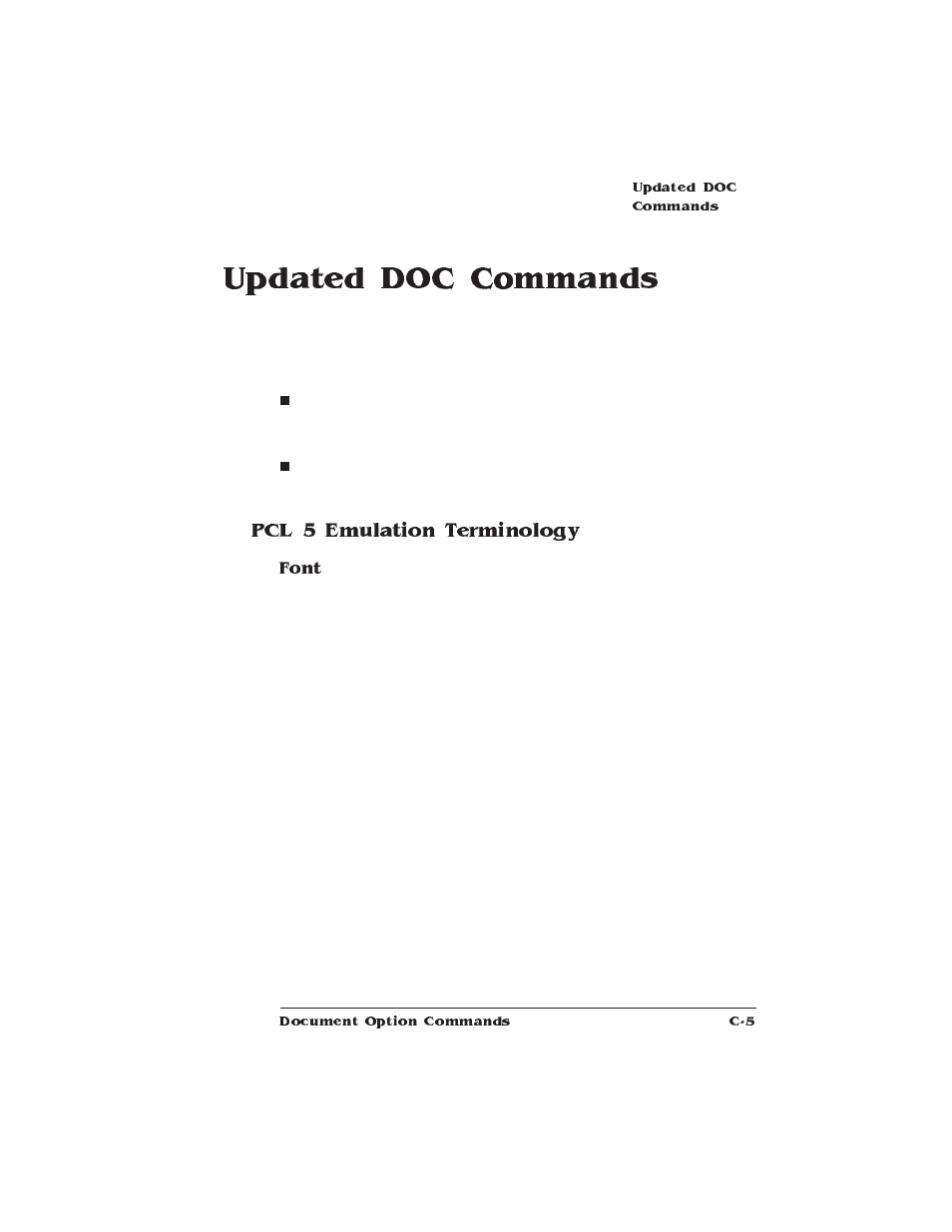 Updated doc commands, Pcl 5 emulation terminology | HP QMS 1660 User Manual | Page 241 / 306