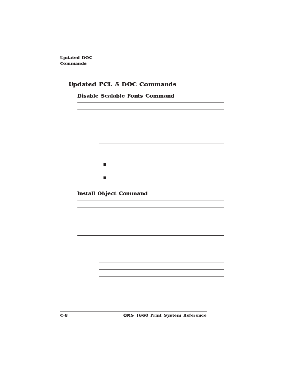 Updated pcl 5 doc commands | HP QMS 1660 User Manual | Page 244 / 306