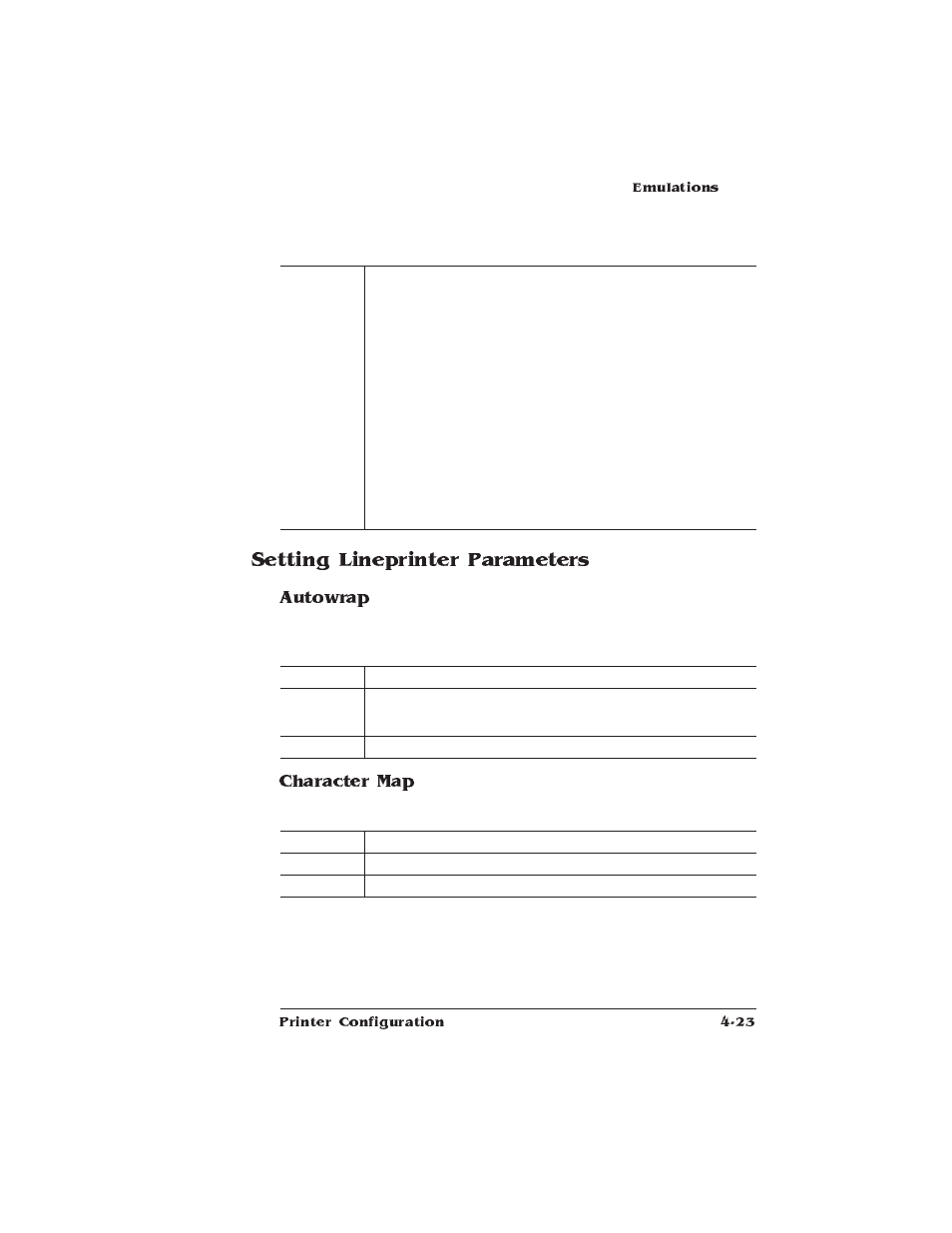 Setting lineprinter parameters, Autowrap, Character map | HP QMS 1660 User Manual | Page 55 / 306