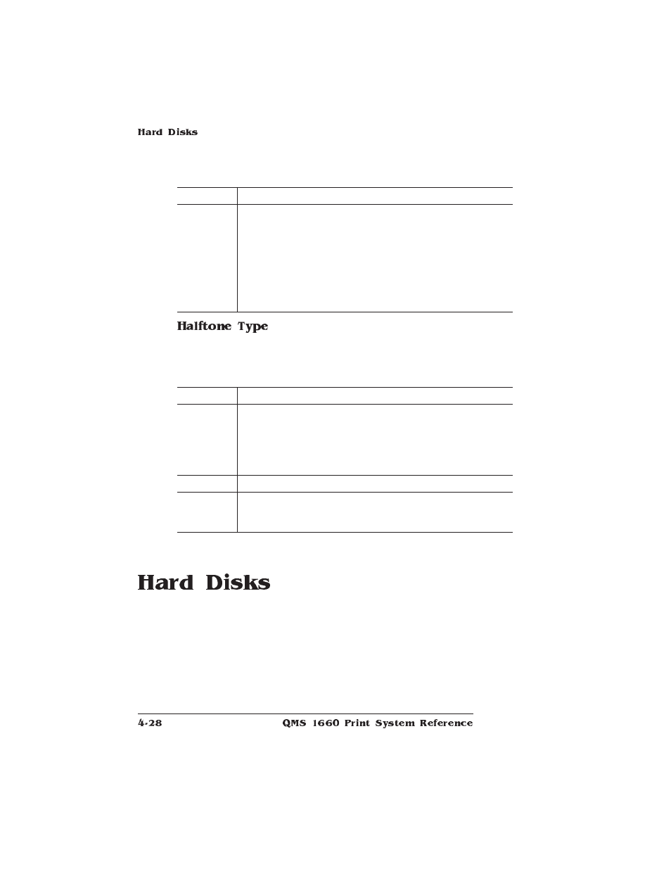 Hard disks, Halftone type | HP QMS 1660 User Manual | Page 60 / 306