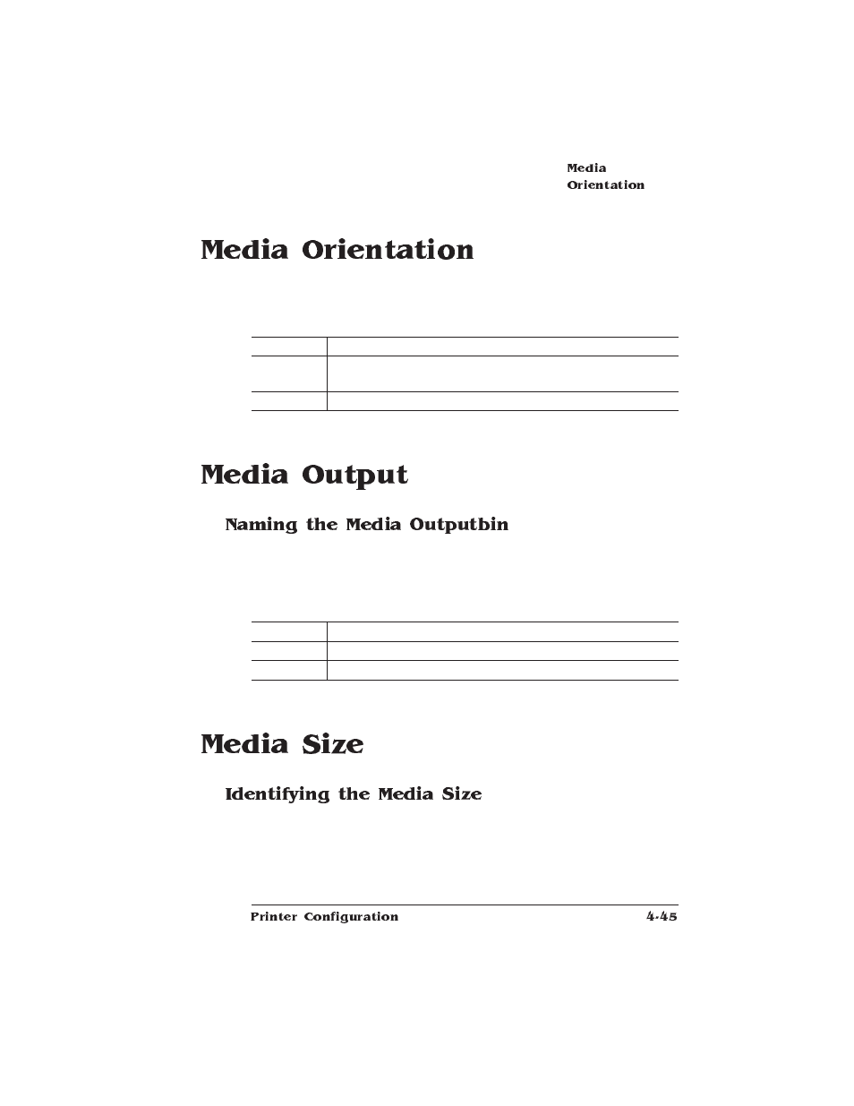 Media orientation, Media output, Naming the media outputbin | Media size, Identifying the media size | HP QMS 1660 User Manual | Page 77 / 306