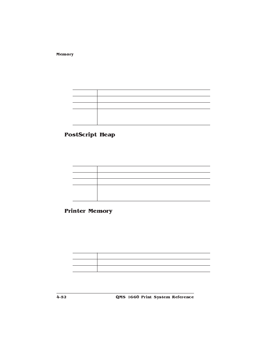 Postscript heap, Printer memory | HP QMS 1660 User Manual | Page 84 / 306