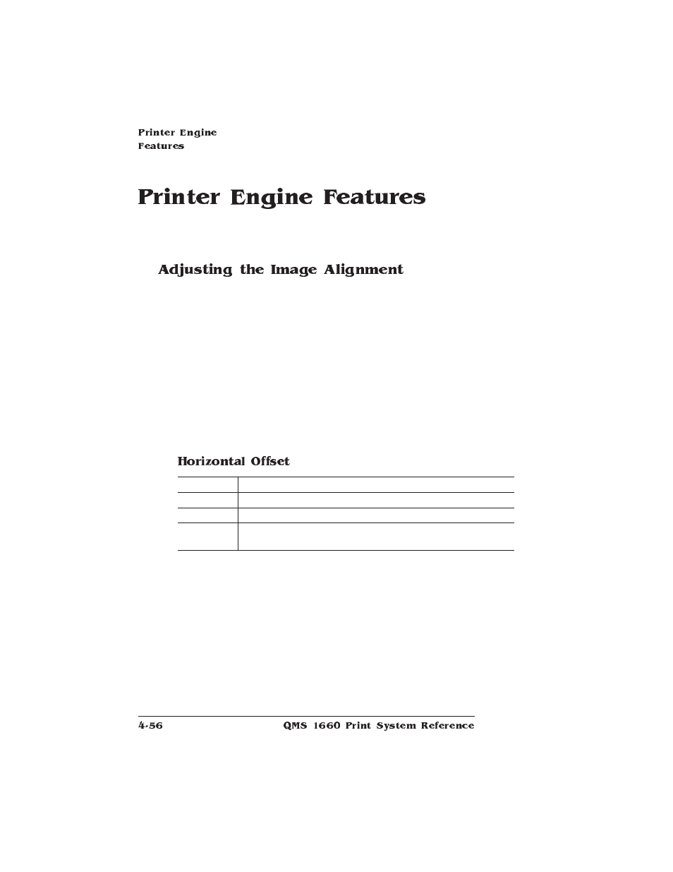 Printer engine features, Adjusting the image alignment | HP QMS 1660 User Manual | Page 88 / 306