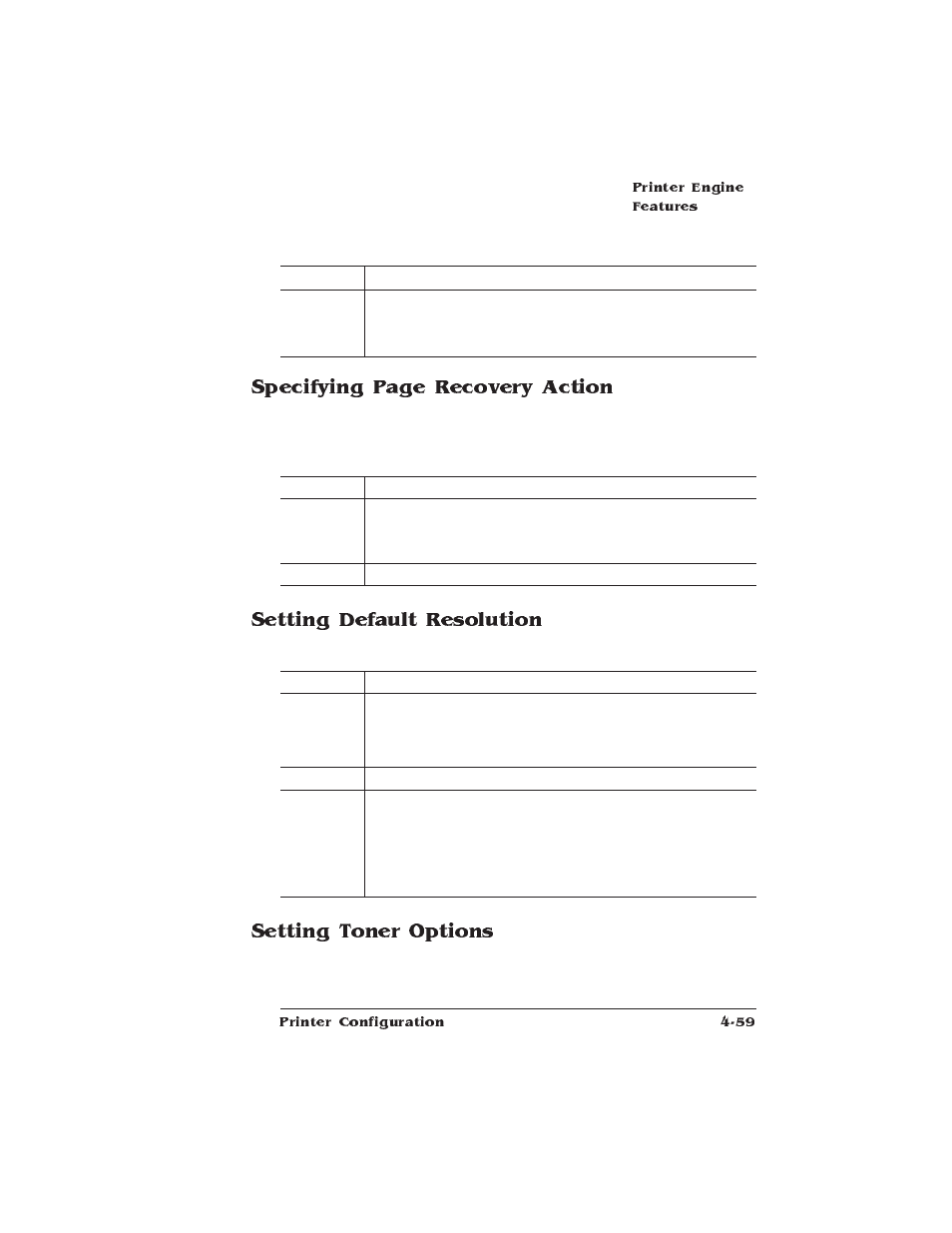 Setting default resolution, Setting toner options, Specifying page recovery action | HP QMS 1660 User Manual | Page 91 / 306