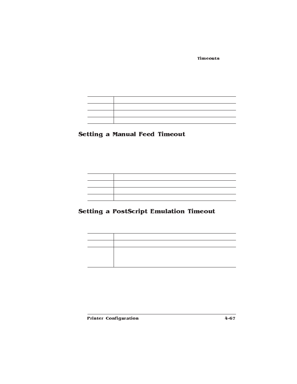 Setting a manual feed timeout, Setting a postscript emulation timeout | HP QMS 1660 User Manual | Page 99 / 306