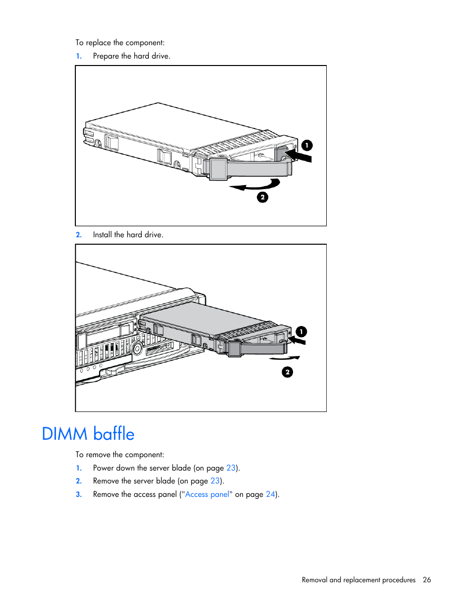 Dimm baffle | HP BL465C User Manual | Page 26 / 66