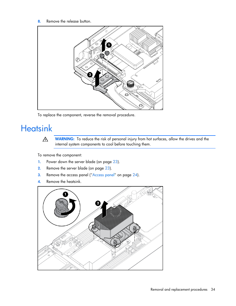 Heatsink | HP BL465C User Manual | Page 34 / 66