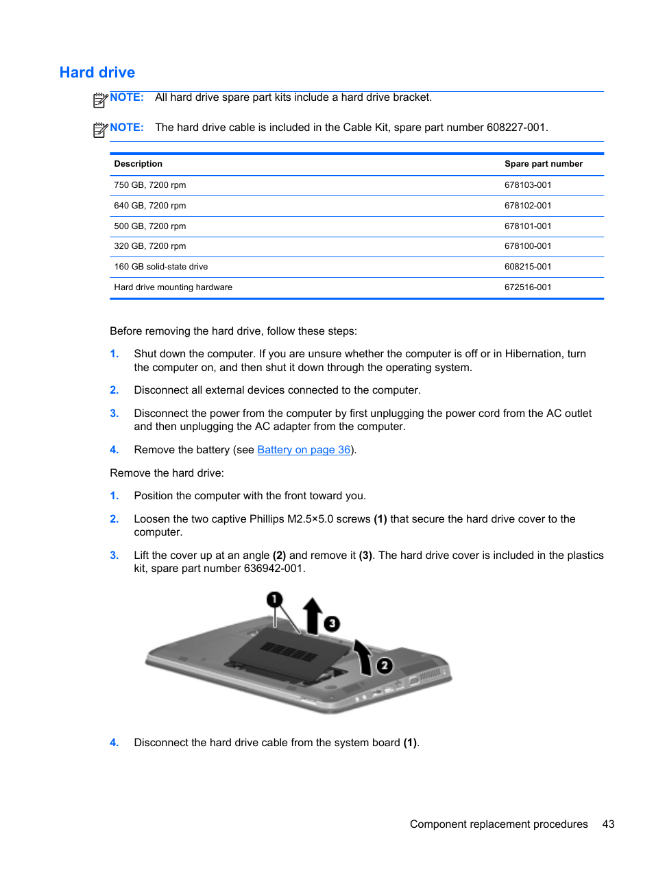 Hard drive | HP DM4 User Manual | Page 51 / 113