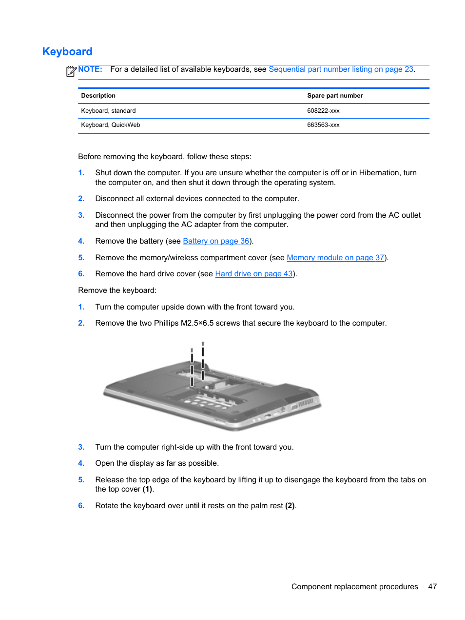 Keyboard | HP DM4 User Manual | Page 55 / 113