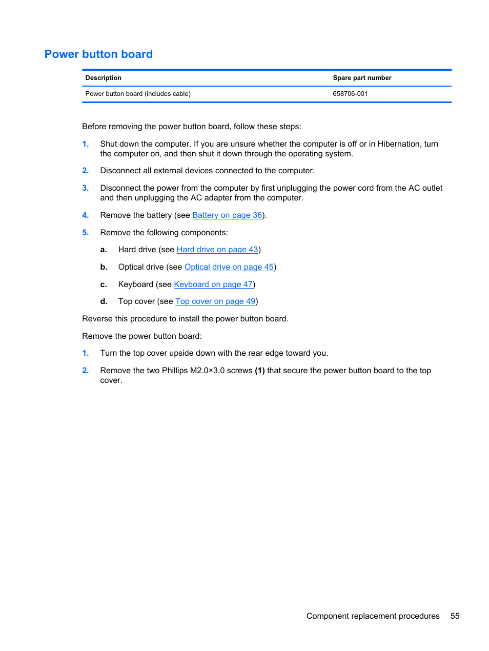 Power button board | HP DM4 User Manual | Page 63 / 113