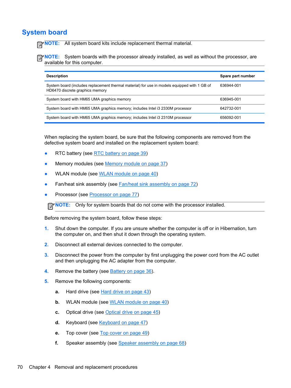 System board | HP DM4 User Manual | Page 78 / 113