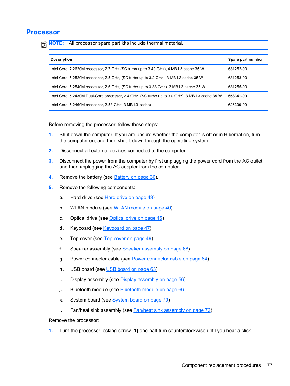 Processor | HP DM4 User Manual | Page 85 / 113