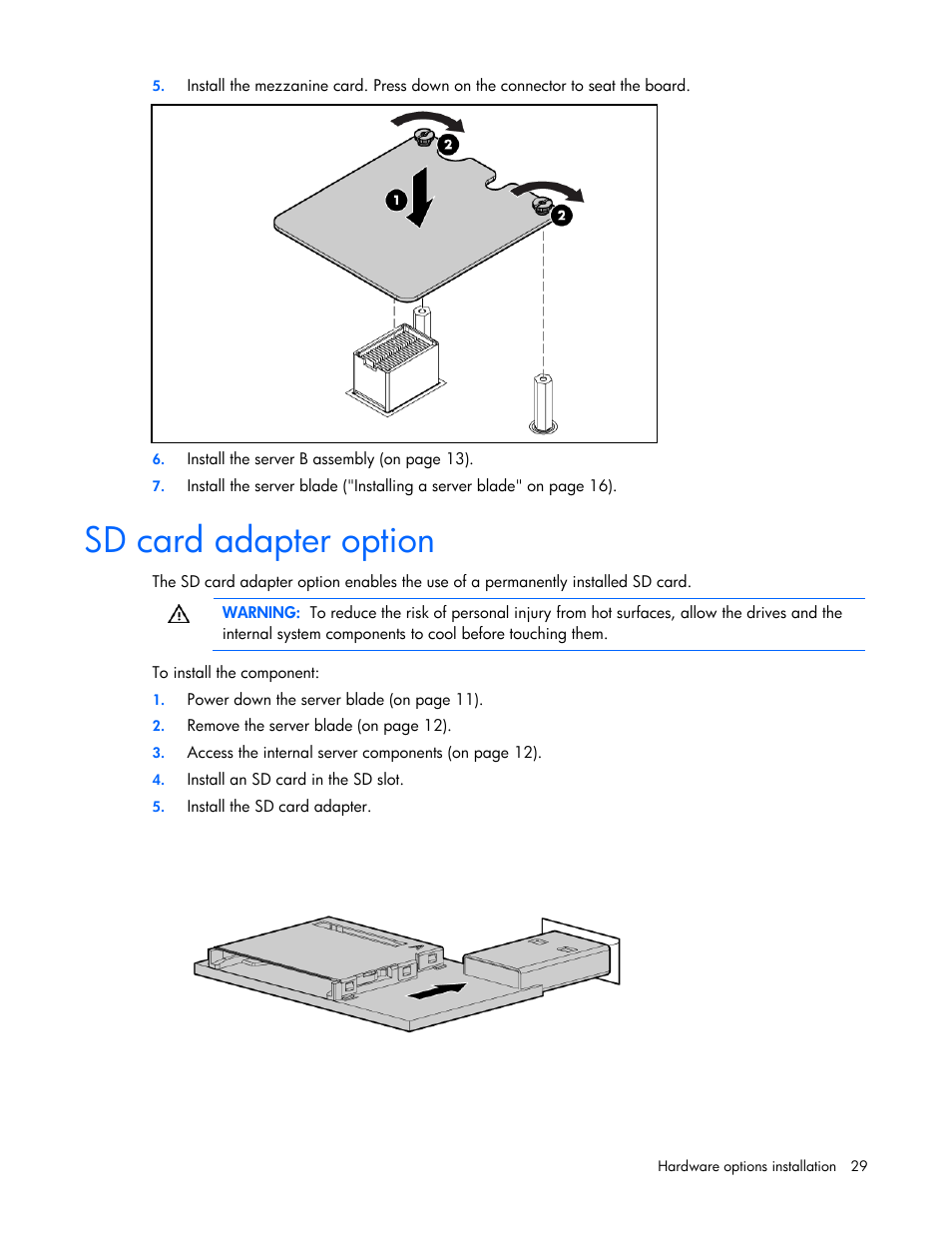 Sd card adapter option | HP PROLIANT 580554-001 User Manual | Page 29 / 87