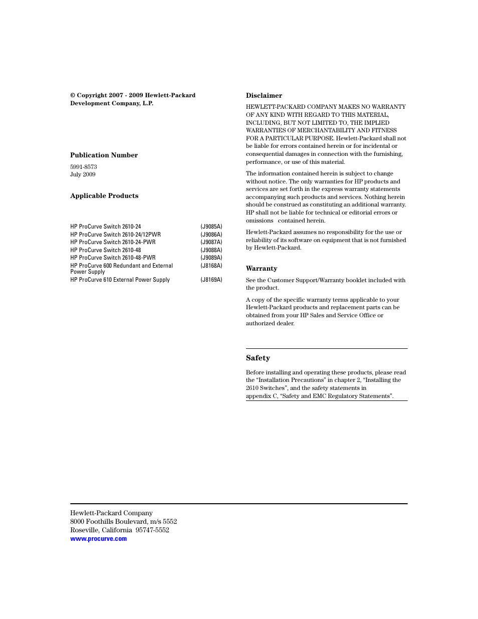 HP PROCURVE 2610 User Manual | Page 4 / 112