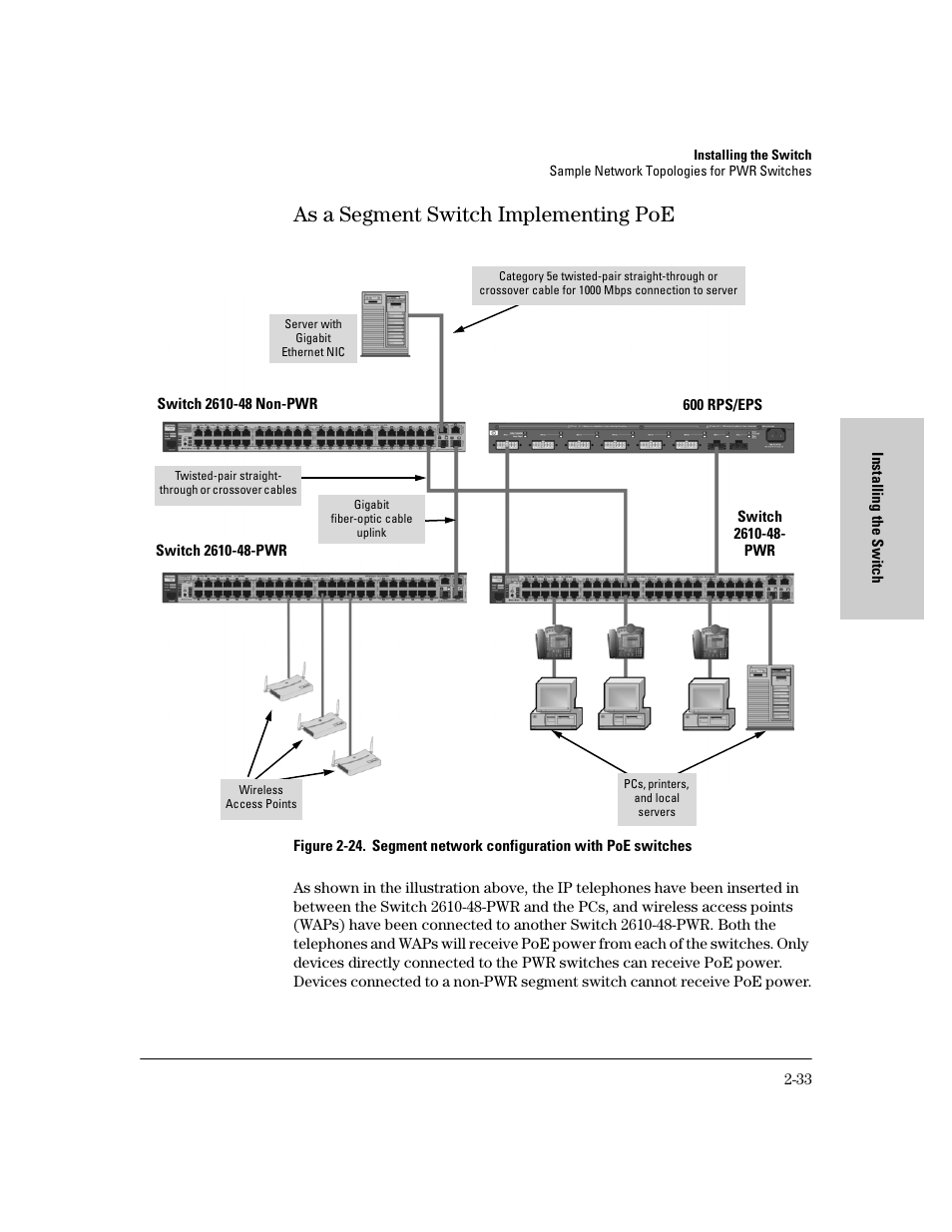 As a segment switch implementing poe, As a segment switch implementing poe -33 | HP PROCURVE 2610 User Manual | Page 57 / 112