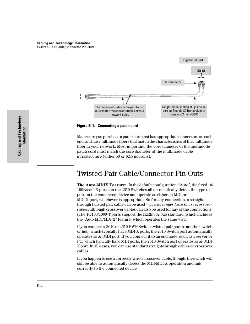 Twisted-pair cable/connector pin-outs | HP PROCURVE 2610 User Manual | Page 88 / 112