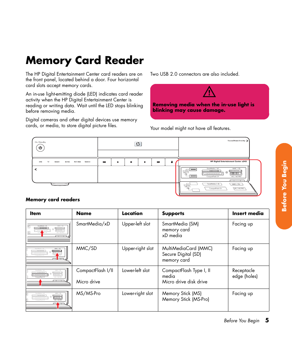 Before you begin | HP Digital Entertainment Center User Manual | Page 11 / 170
