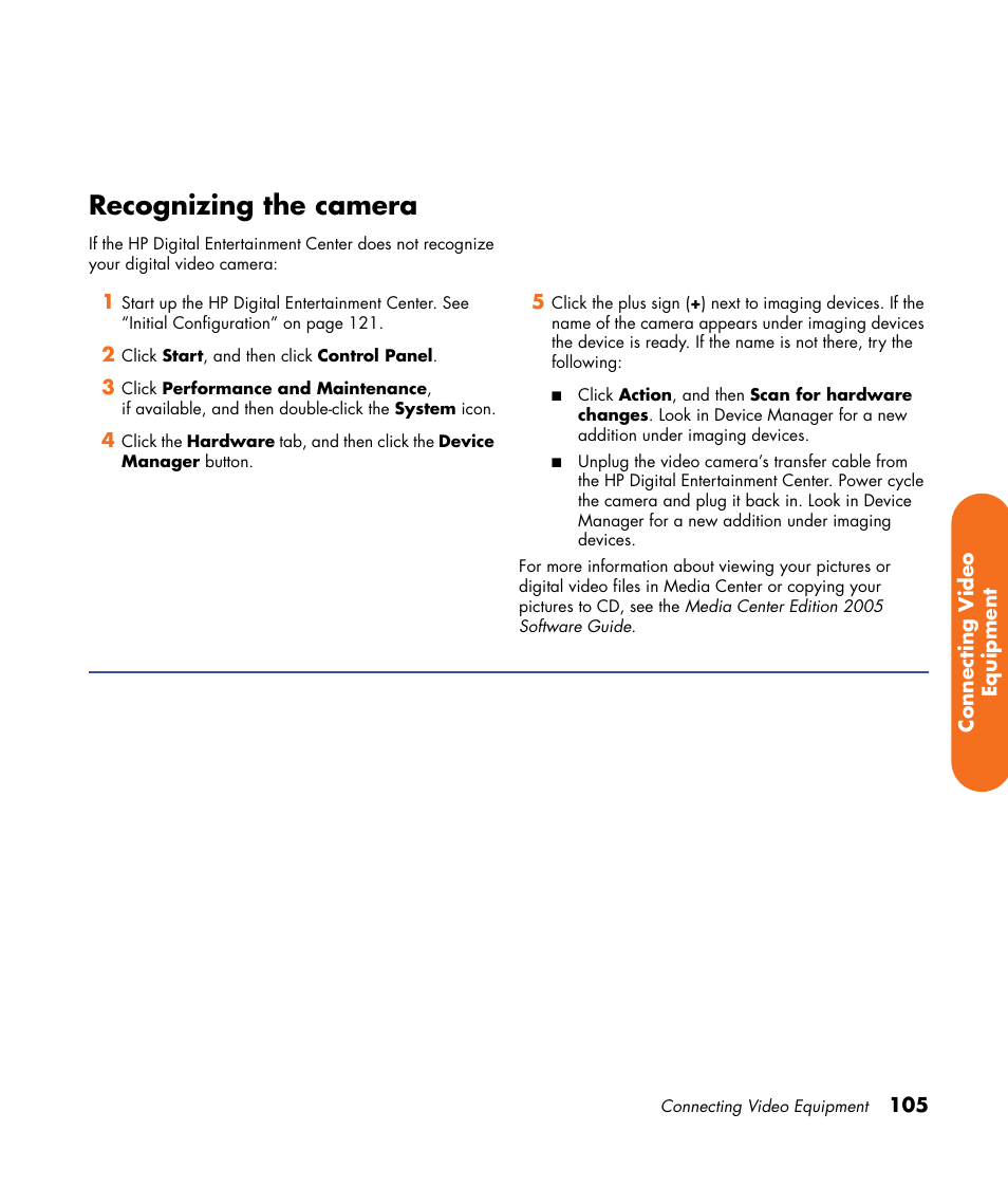 Recognizing the camera | HP Digital Entertainment Center User Manual | Page 111 / 170