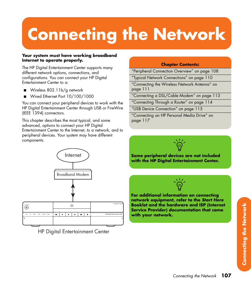 Connecting the network | HP Digital Entertainment Center User Manual | Page 113 / 170