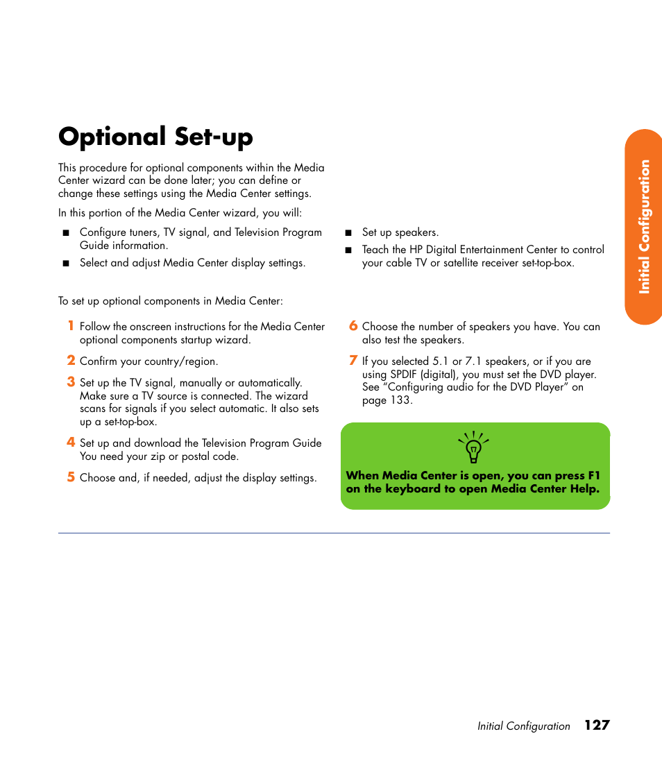 Optional set-up | HP Digital Entertainment Center User Manual | Page 133 / 170