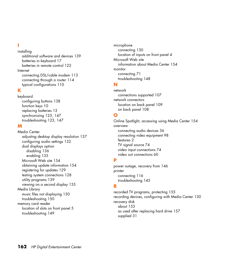 HP Digital Entertainment Center User Manual | Page 168 / 170