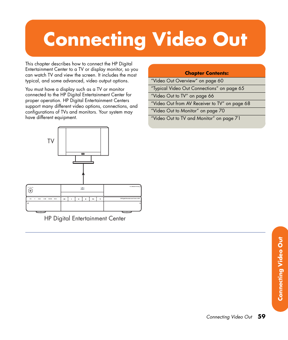 Connecting video out | HP Digital Entertainment Center User Manual | Page 65 / 170