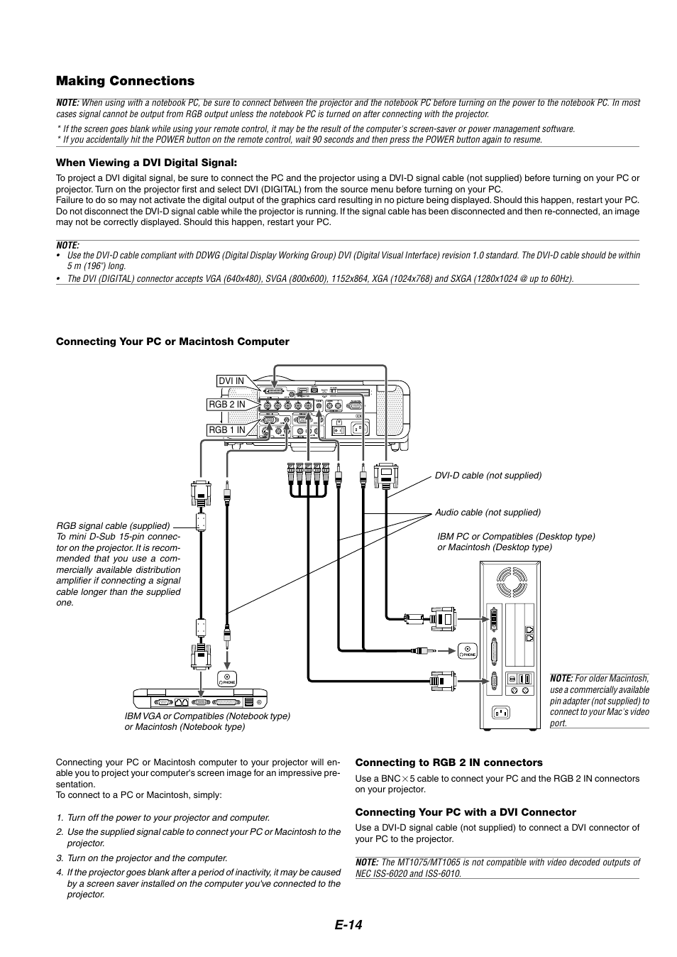 E-14 making connections | HP MT1075 User Manual | Page 18 / 75