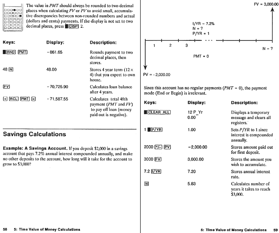 Displaying the full precision of numbers, Keys, Display | Description, Interchanging the period and comma, Rounding numbers | HP 10B User Manual | Page 31 / 144