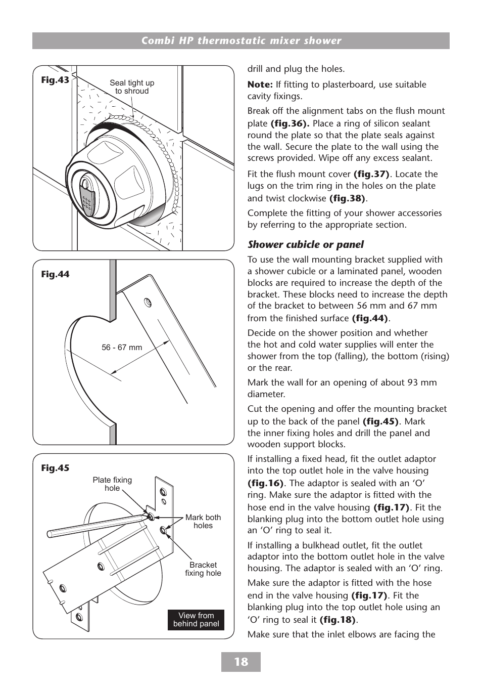 Shower cubicle or panel, Combi hp thermostatic mixer shower | HP COMBI 2180206H User Manual | Page 20 / 36