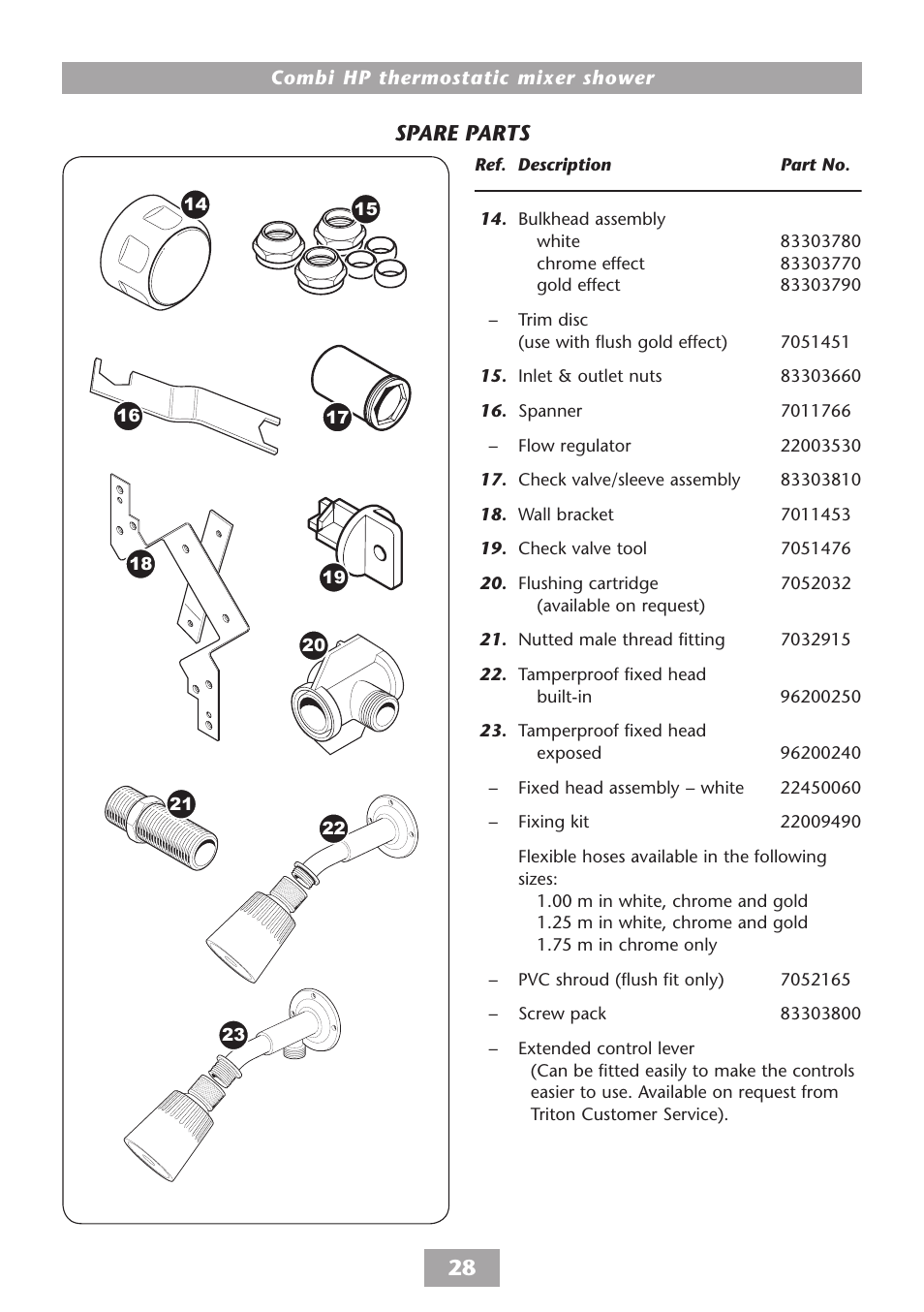 Spare parts | HP COMBI 2180206H User Manual | Page 30 / 36