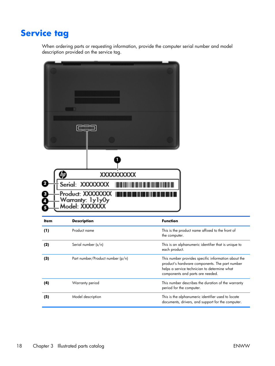 Service tag | HP 17 User Manual | Page 26 / 120