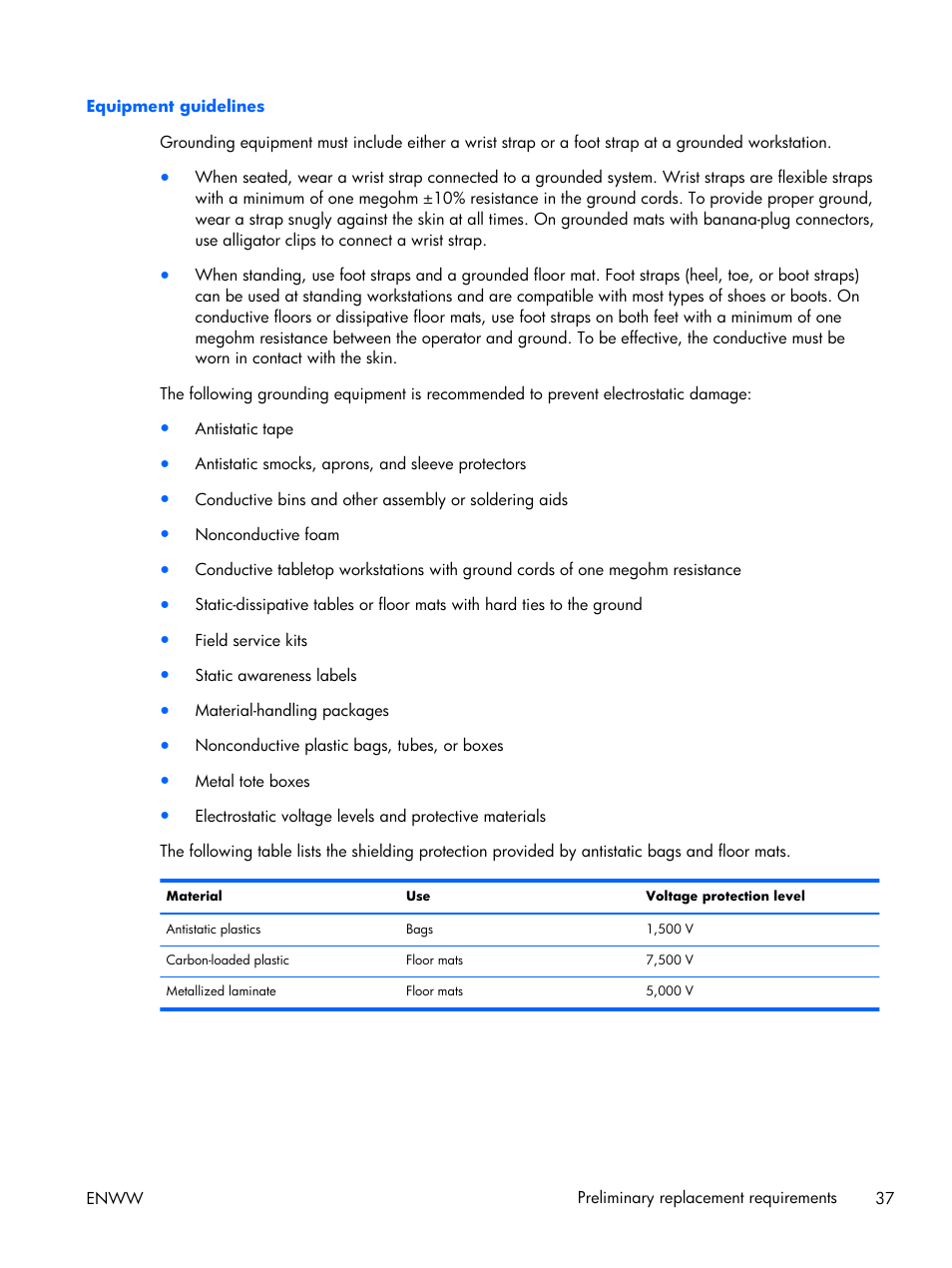 Equipment guidelines | HP 17 User Manual | Page 45 / 120