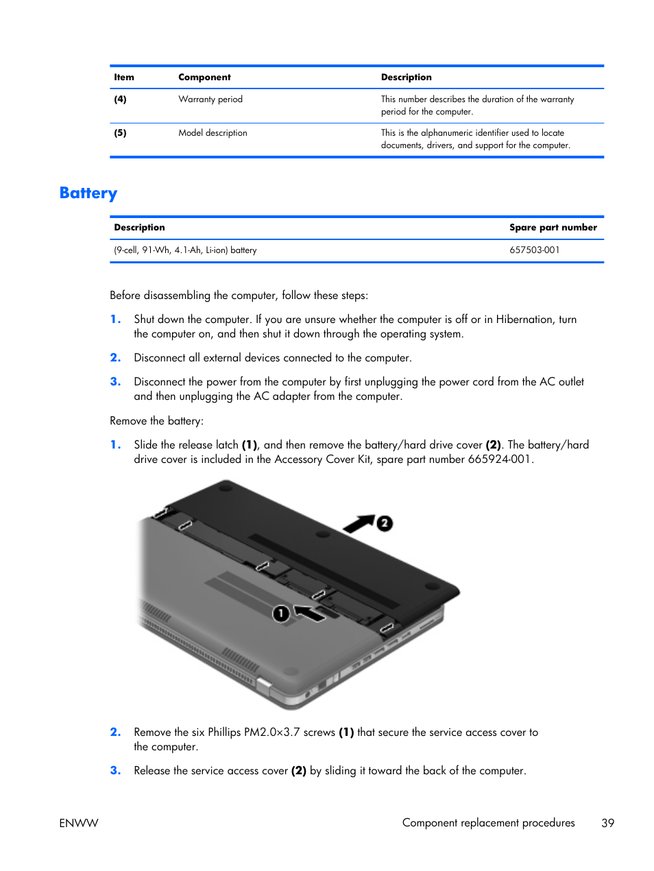 Battery | HP 17 User Manual | Page 47 / 120