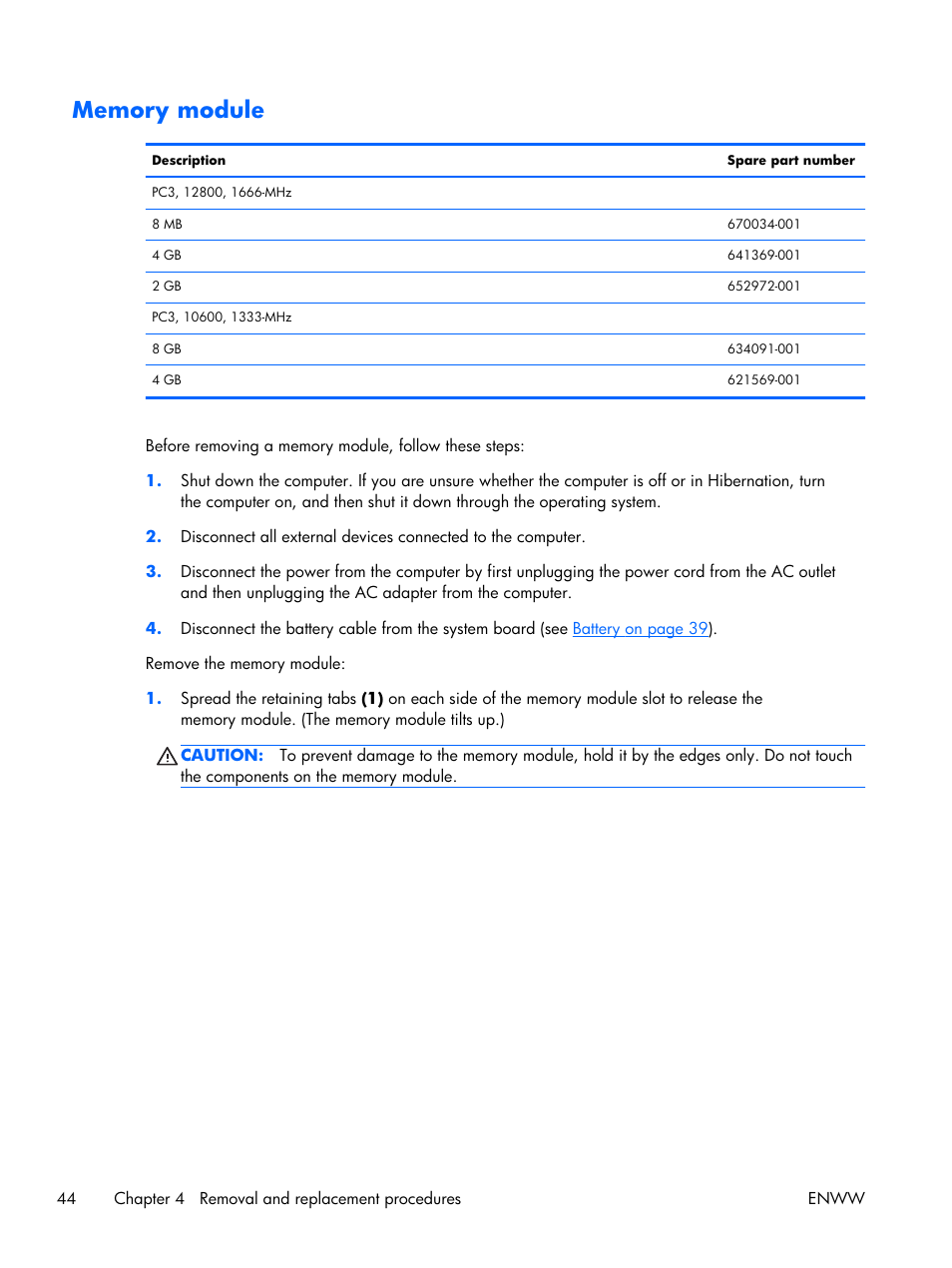 Memory module | HP 17 User Manual | Page 52 / 120