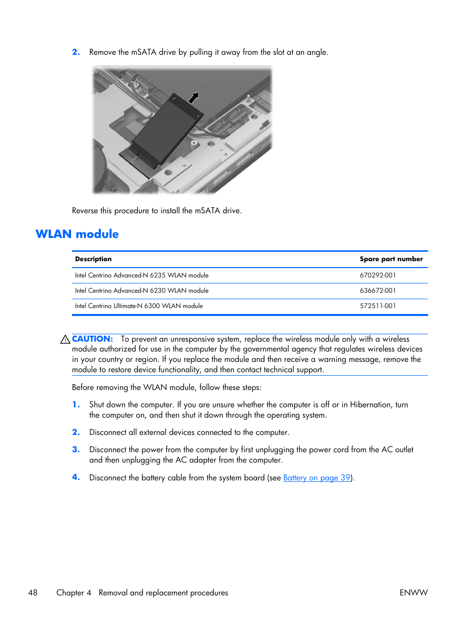 Wlan module | HP 17 User Manual | Page 56 / 120