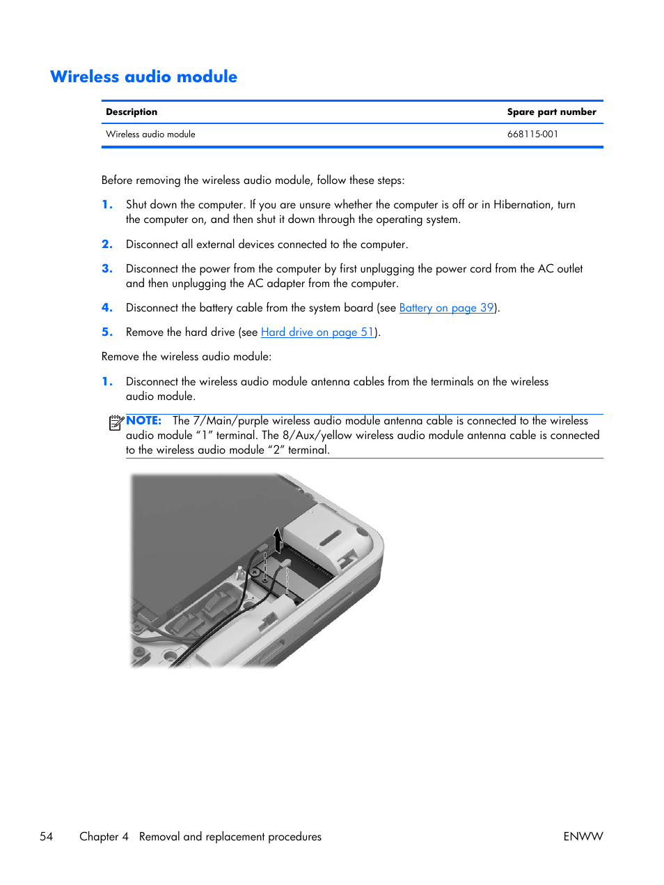 Wireless audio module | HP 17 User Manual | Page 62 / 120