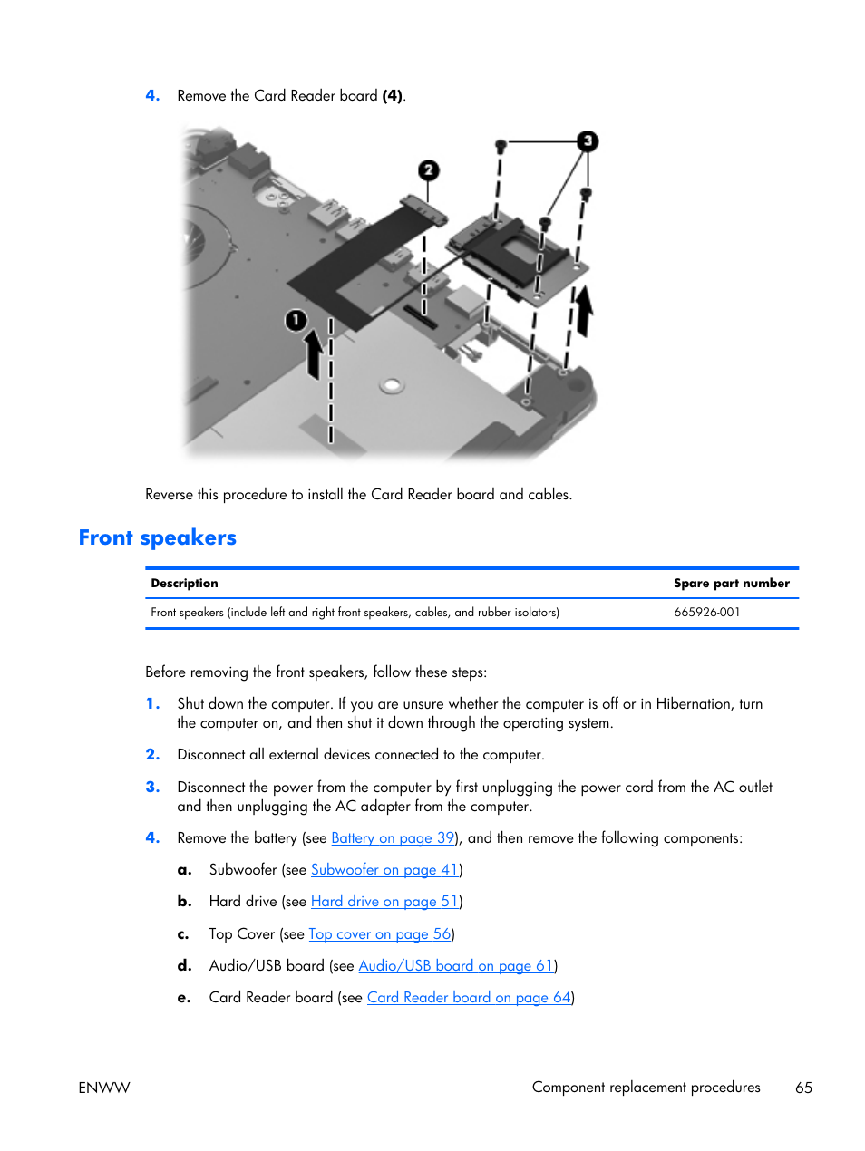 Front speakers | HP 17 User Manual | Page 73 / 120