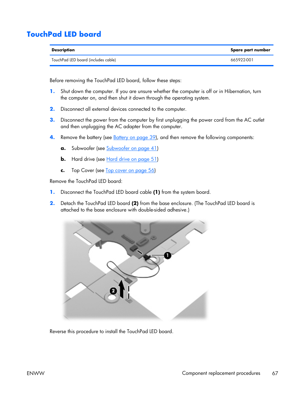 Touchpad led board | HP 17 User Manual | Page 75 / 120