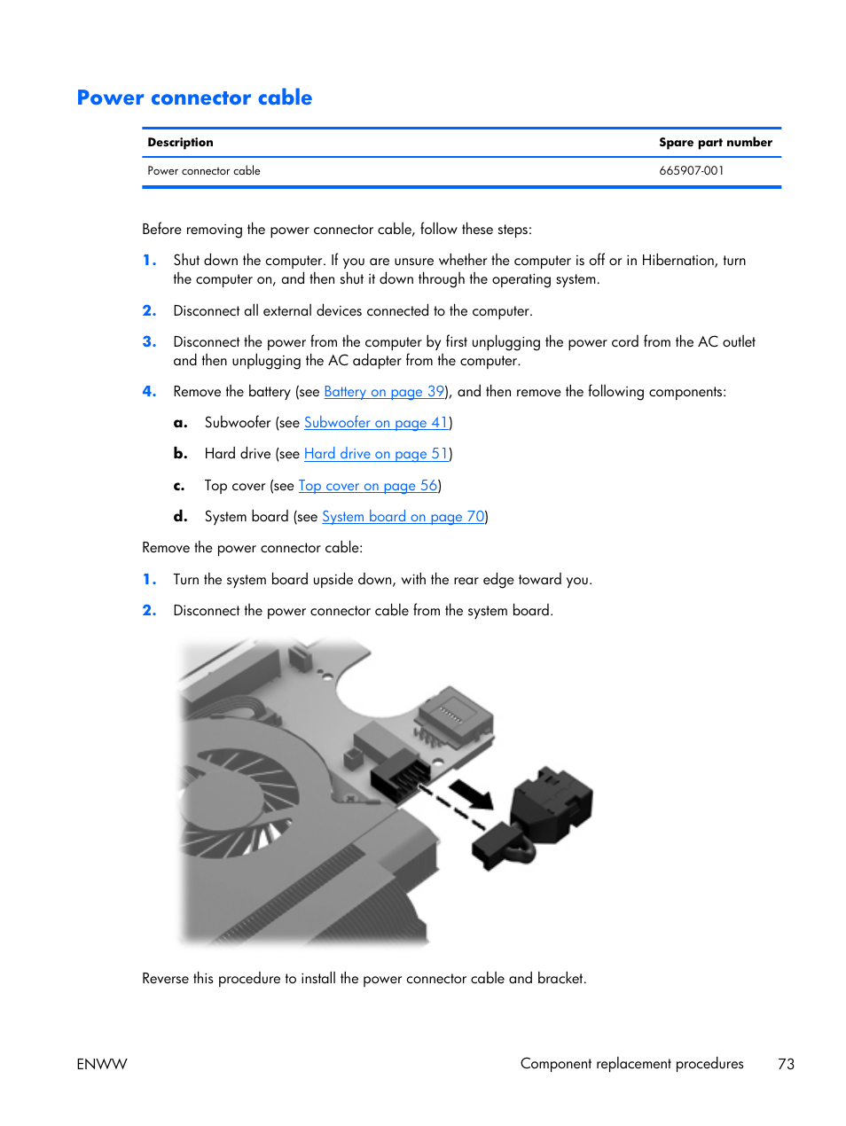 Power connector cable, Able (see | HP 17 User Manual | Page 81 / 120