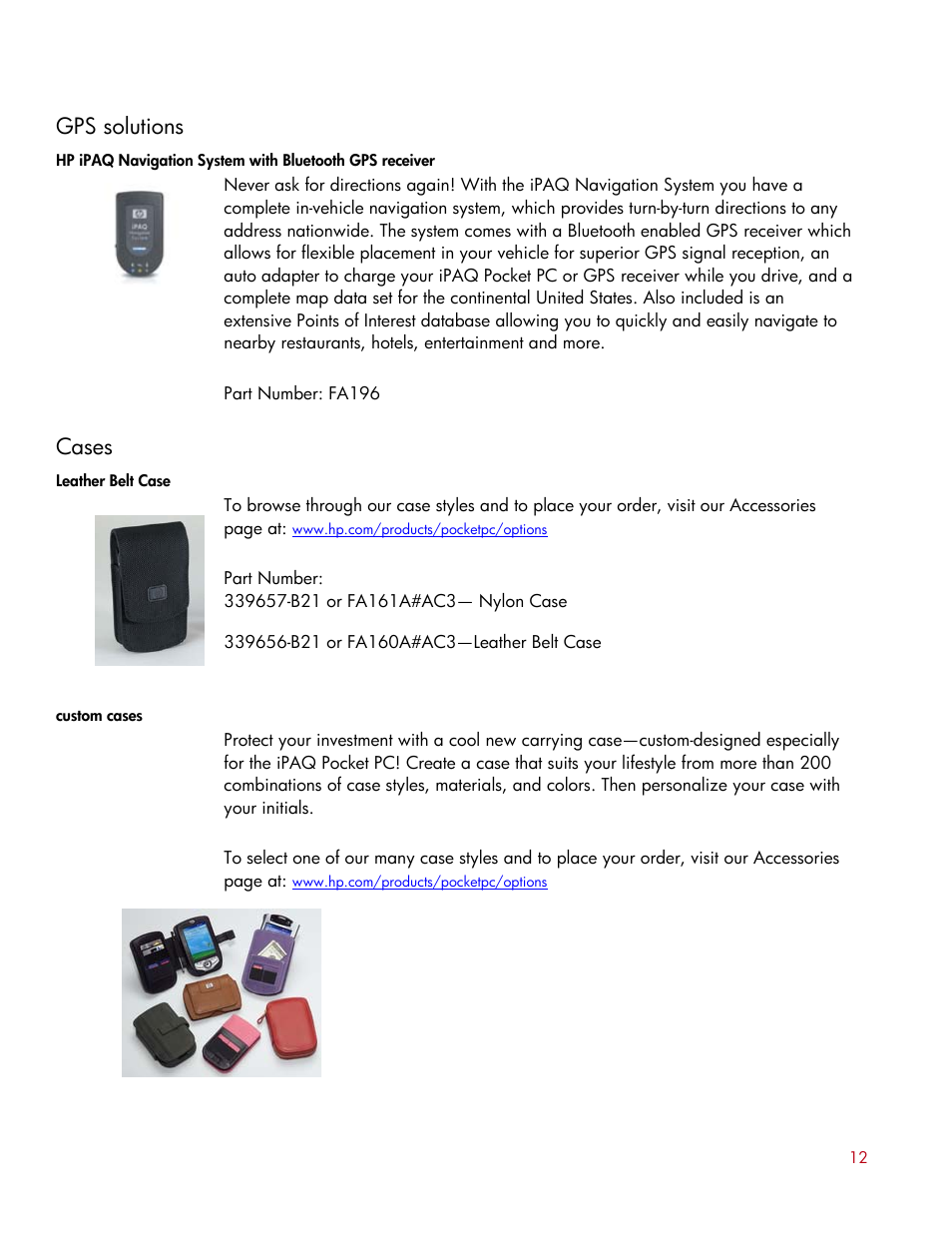 Gps solutions, Cases | HP IPAQ H1940 User Manual | Page 11 / 13